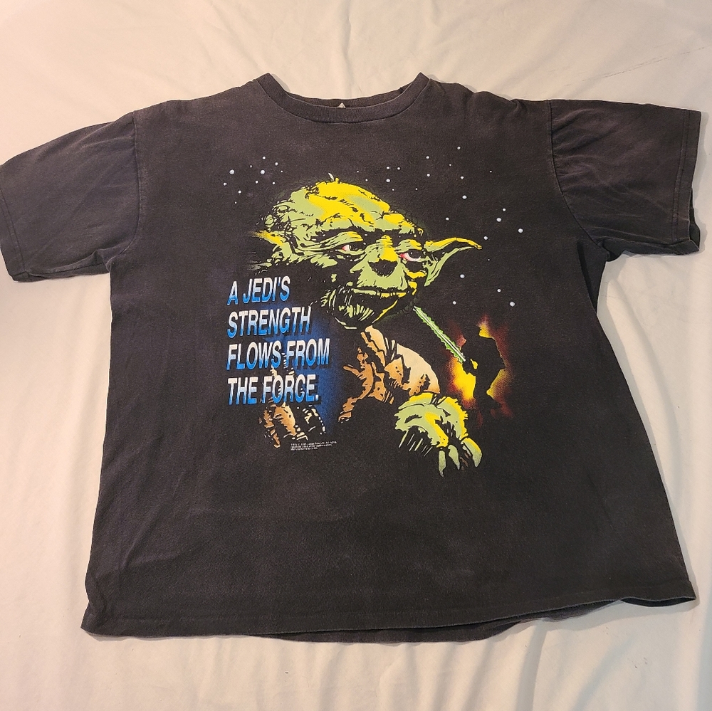 Vintage 1996 Star Wars ROTJ Yoda Jedi Strength Force Skywalker T-Shirt Rare HTF